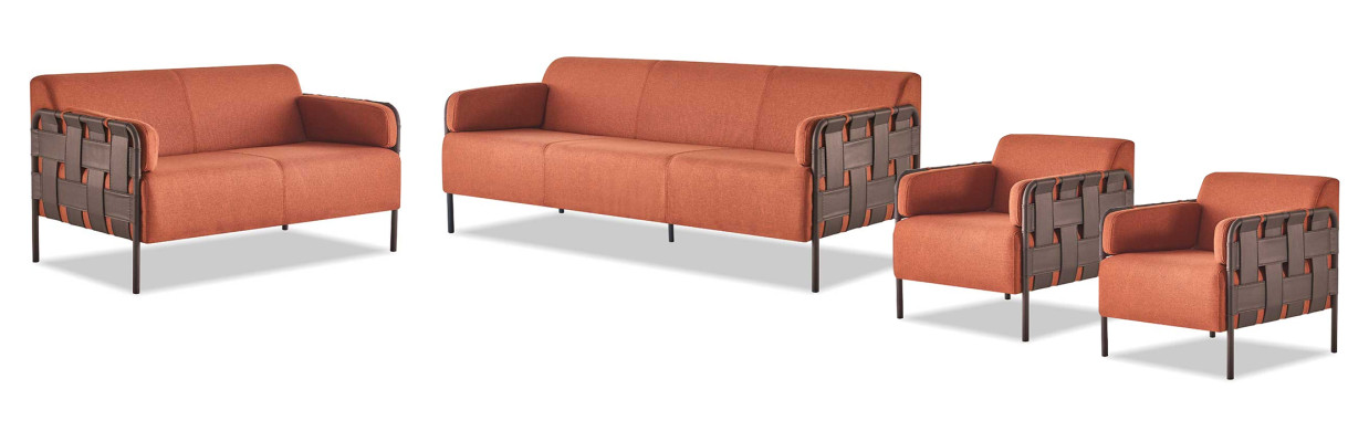 Complete set 3-seater 2-seater armchair orange sofa sets sofas textile