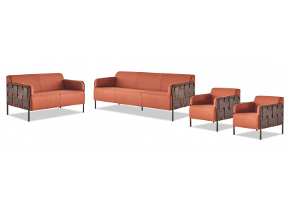 Complete set 3-seater 2-seater armchair orange sofa sets sofas textile