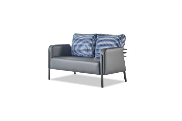 Sofa Set Upholstery 3-Seater Armchair Blue Grey Leather Sofas Upholstery
