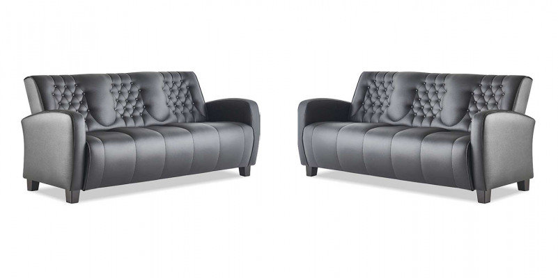 Chesterfield Couch 3-Seater Sofas Sofa Set Modern Leather Sofas Wood Buttons