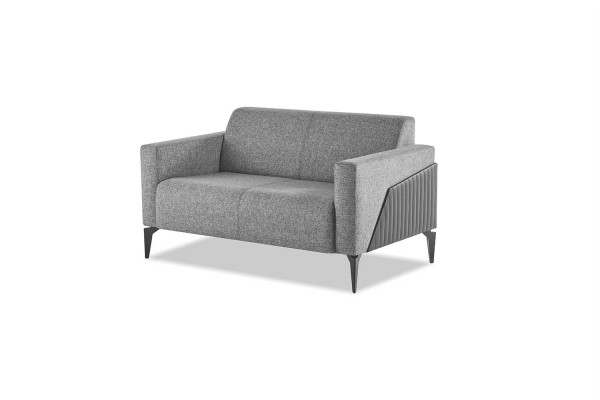 Sofa set 3-seater 2-seater armchair gray textile stainless steel wood modern