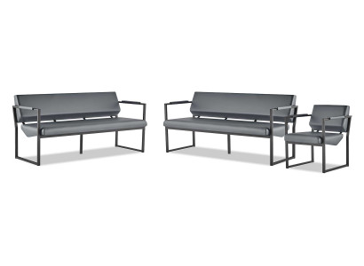 Complete office set sofas 2-seater armchair black leather sofas modern leather