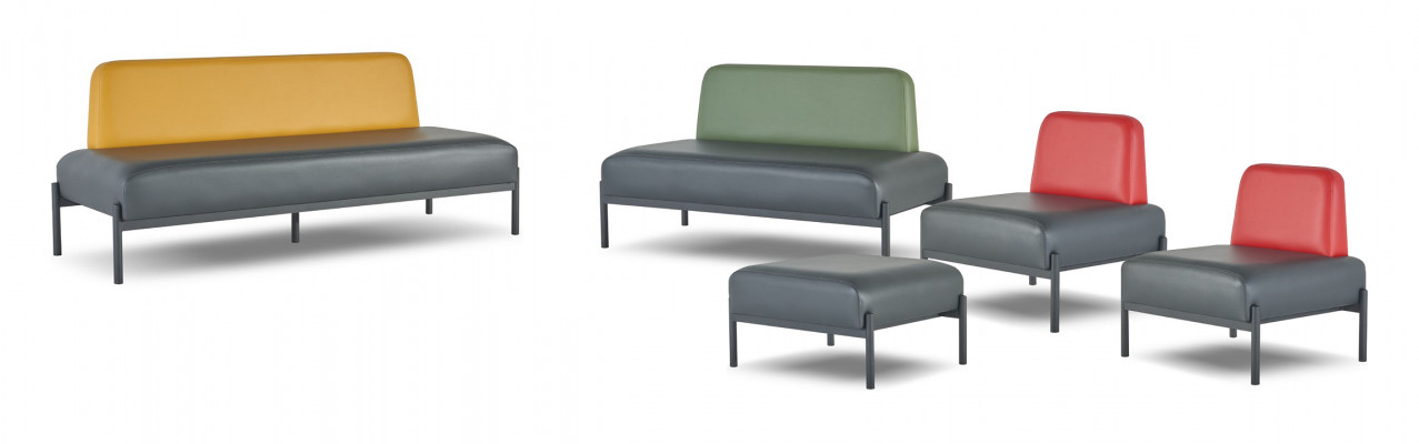 Seating furniture 3-seater 2-seater armchair stool black yellow green red couch
