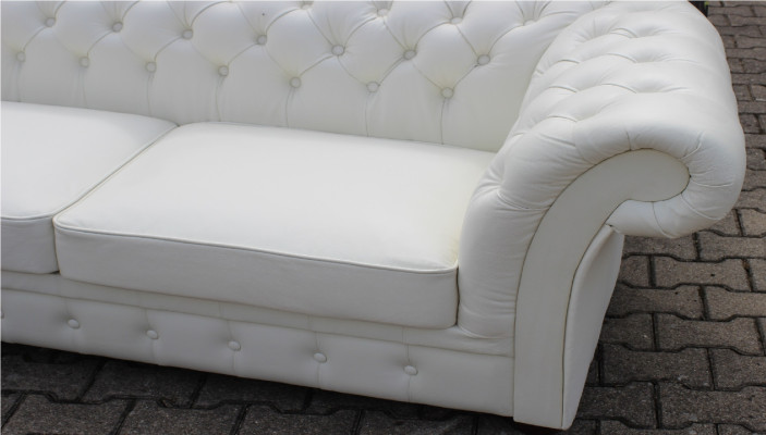 Chesterfield Sofa 3 Seater Upholstered Napalon Leather Couch Suite New