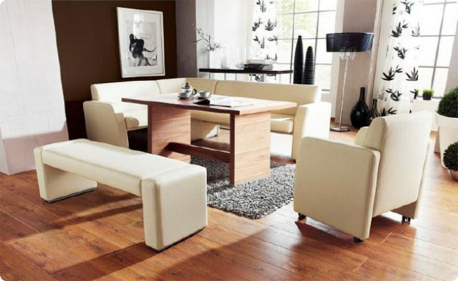 Leather corner bench, corner bench set, custom-made, bench seat, kitchen nook, dining nook, made in EU.