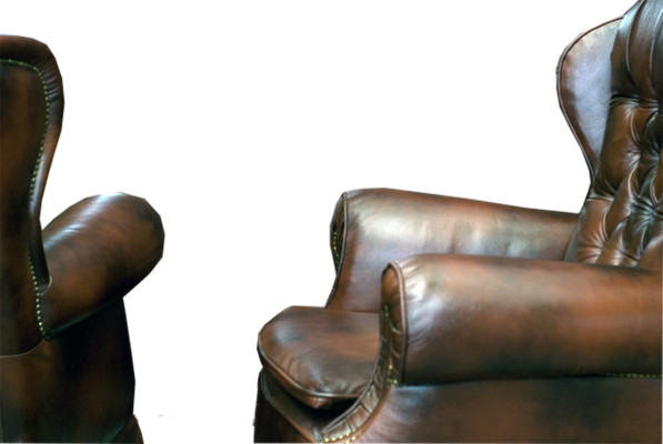 Chesterfield armchair wing chair recliner couch relax leather sofa seat new