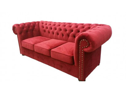 Chesterfield Sofa Couch Upholstered Textile Fabric 3 Piece Designer Sofa Set Couches