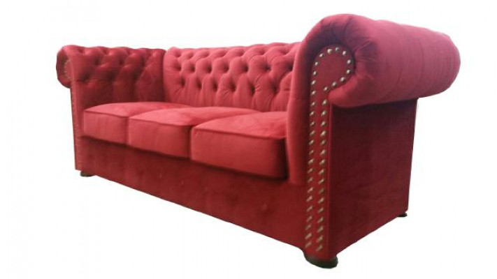 Chesterfield Sofa Couch Upholstered Textile Fabric 3 Piece Designer Sofa Set Couches