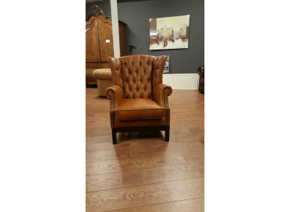 Chesterfield wing chair armchair upholstered TV office couch 100% genuine leather