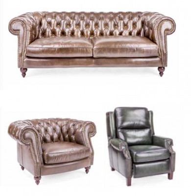 Upholstered Couch Sofa Classic Chesterfield New Leather Sofas 3 Seater CHARLYNEW