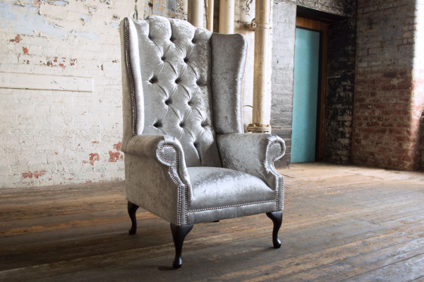 Wing chair armchair television design upholstered sofa couch Chesterfield fabric 1082