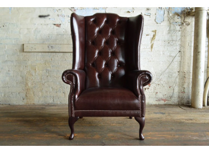 Wingback armchair armchair TV design upholstery sofa couch Chesterfield leather new 348
