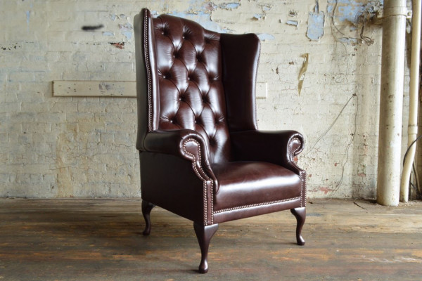 Wingback armchair armchair TV design upholstery sofa couch Chesterfield leather new 348