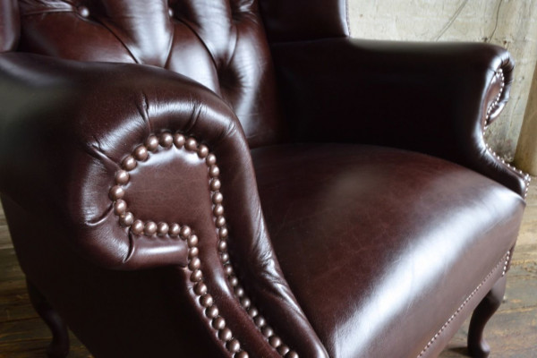 Wingback armchair armchair TV design upholstery sofa couch Chesterfield leather new 348