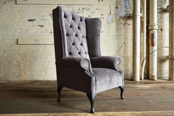 Wingback Armchair Armchair TV Design Upholster Sofa Couch Chesterfield Textile New 351