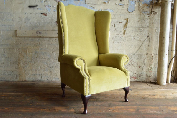 Wingback armchair armchair TV design upholstery sofa couch Chesterfield textile new 354