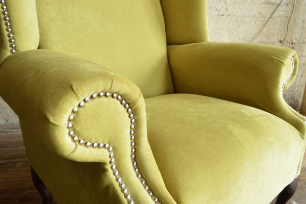 Wingback armchair armchair TV design upholstery sofa couch Chesterfield textile new 354