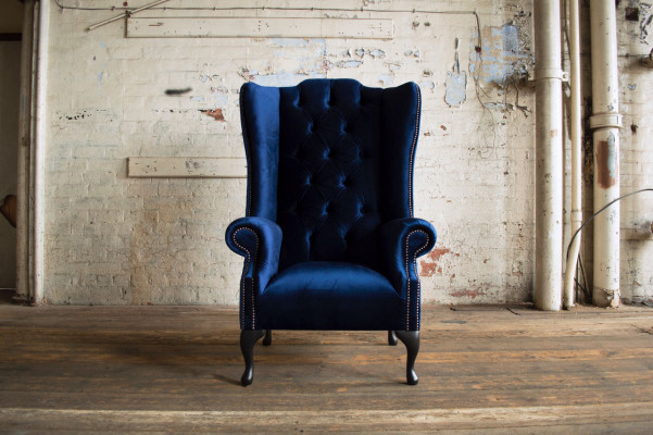 Wingback armchair armchair television design upholstery sofa couch Chesterfield textile new 355