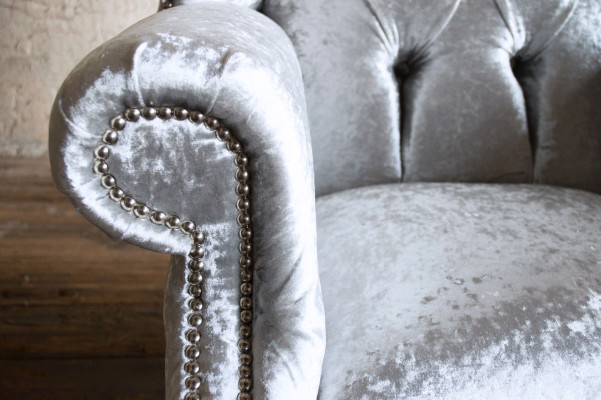 Wingback armchair design upholstered sofa couch Chesterfield textile new 358