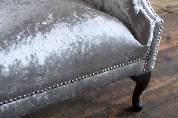 Wingback armchair design upholstered sofa couch Chesterfield textile new 358
