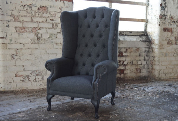 Wingback armchair, armchair, television design, upholstered sofa, couch, Chesterfield, textile, new 359