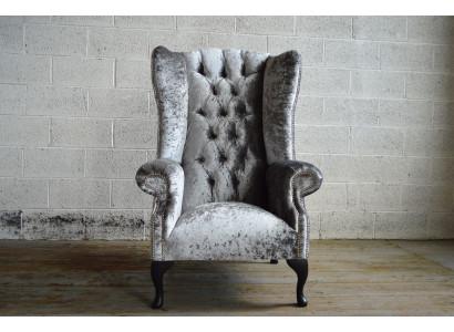 Wingback armchair chair TV design upholstery sofa couch Chesterfield textile new 361