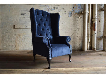 Wing chair armchair television design upholstered sofa couch Chesterfield textile new 362