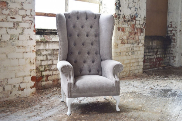 Wing chair armchair television design upholstery sofa couch Chesterfield textile new 363