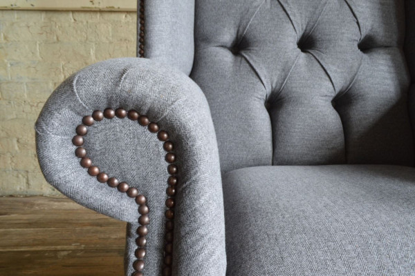 Wingback armchair armchair television design upholstery sofa couch Chesterfield fabric new 364