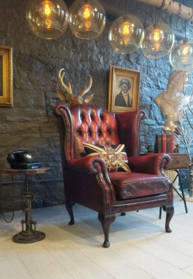Wingback armchair chair TV design upholstery sofa couch Chesterfield textile new 342