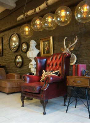 Wingback armchair chair TV design upholstery sofa couch Chesterfield textile new 342
