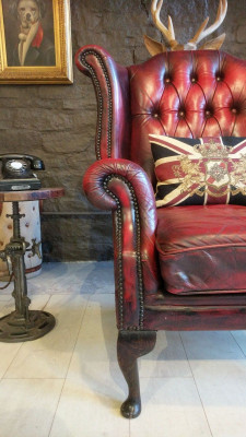 Wingback armchair chair TV design upholstery sofa couch Chesterfield textile new 342