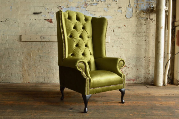 Wingback armchair armchair TV design upholstered sofa couch Chesterfield textile new 343