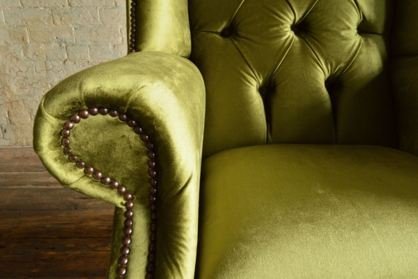 Wingback armchair armchair TV design upholstered sofa couch Chesterfield textile new 343