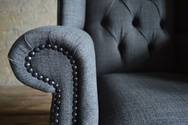 Wingback armchair, armchair, television design, upholstered sofa, chesterfield couch, textile, new 344