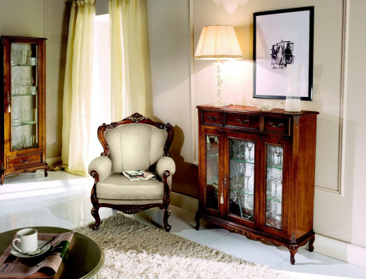 Furniture Style Baroque Wood Dresser Cabinet Display Cabinet Furniture Luxury Armchair