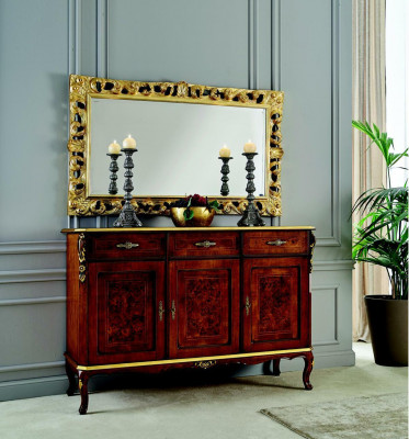 Design furniture style Baroque 2-piece set dresser mirror wood Italian style designer