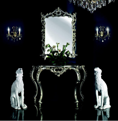 Baroque console table sideboard wall table hallway table classic wood silver new