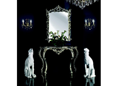 Baroque console table sideboard wall table hallway table classic wood silver new