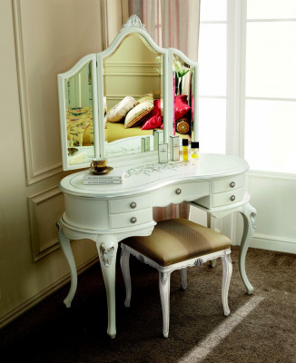 Furniture Baroque Wood Tables Console Table Mirror Italian Makeup Table 2-piece.