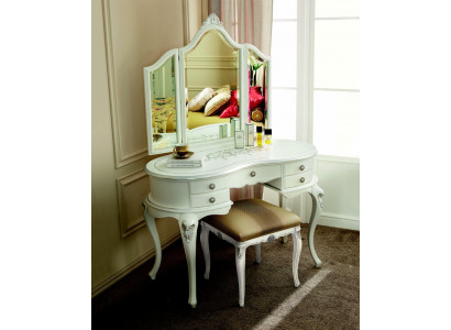 Furniture Baroque Wood Tables Console Table Mirror Italian Makeup Table 2-piece.