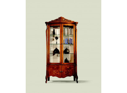 Classic furniture display cabinet antique style baroque rococo glass showcase living room wood