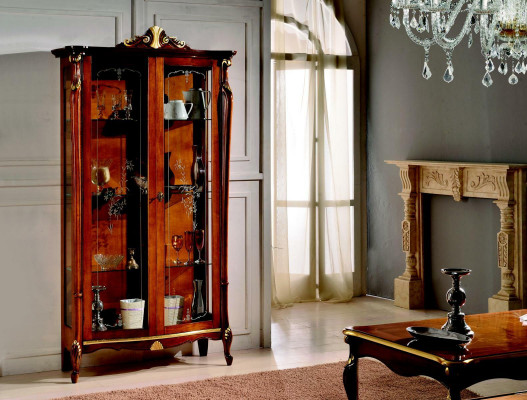 Italian furniture wood classic style design showcase cabinet shelf cabinets