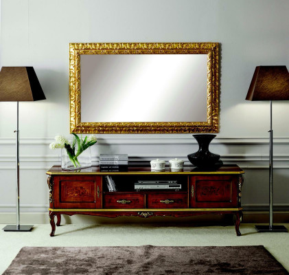 Luxury 2-piece Set Sideboard Lowboard RTV Mirror Italian Wood Furniture Wood Furniture