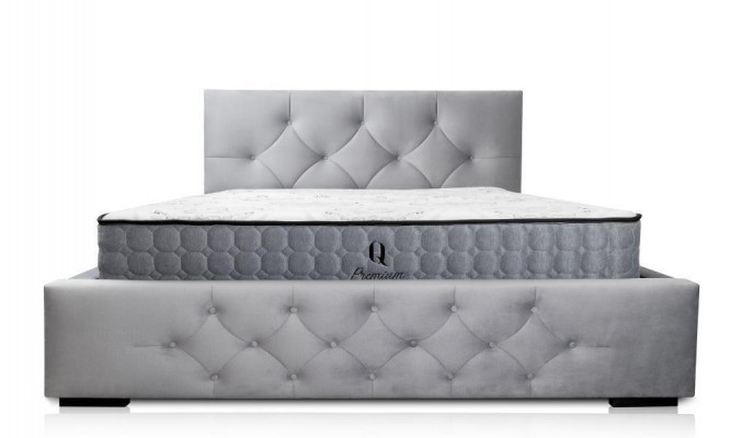 Bed White Modern Design Fabric Upholstered Bedroom Double Bed Wood Elegant New