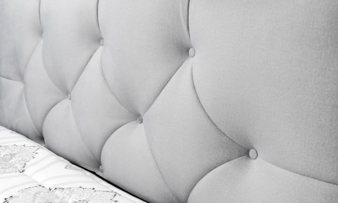 Bed White Modern Design Fabric Upholstered Bedroom Double Bed Wood Elegant New