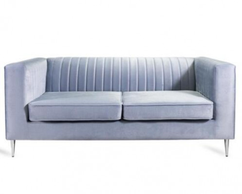 Sofa 2-seater gray elegant modern luxury design wood furniture upholstery fabric new