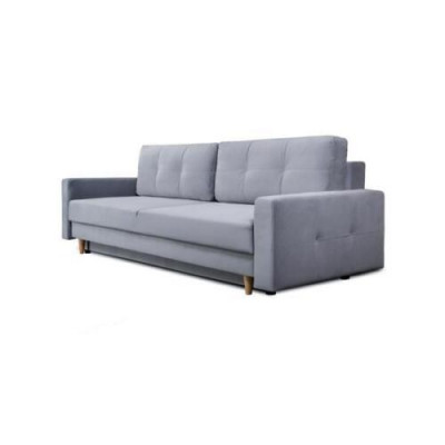 Comfortable and functional extendable 3-seater sofa in light gray color in modern style