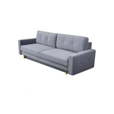 Comfortable and functional extendable 3-seater sofa in light gray color in modern style