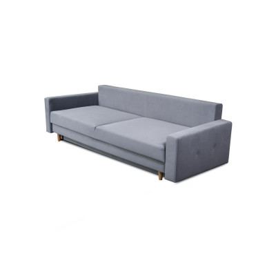 Comfortable and functional extendable 3-seater sofa in light gray color in modern style